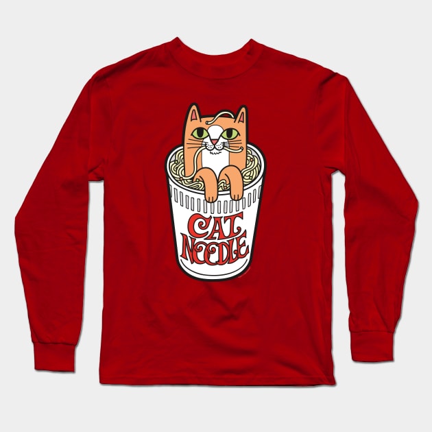 Cat Noodle Long Sleeve T-Shirt by pinkowlet